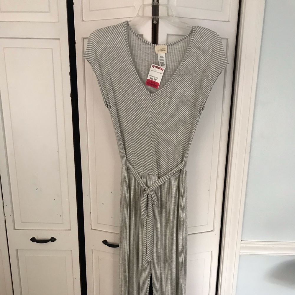 New with tags cap sleeve belted romper ankle length